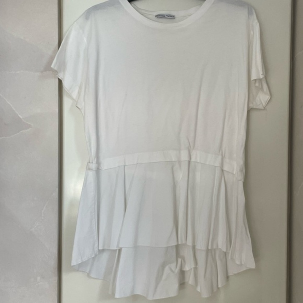 Zara Mixed Media Flare T Shirt Size Medium